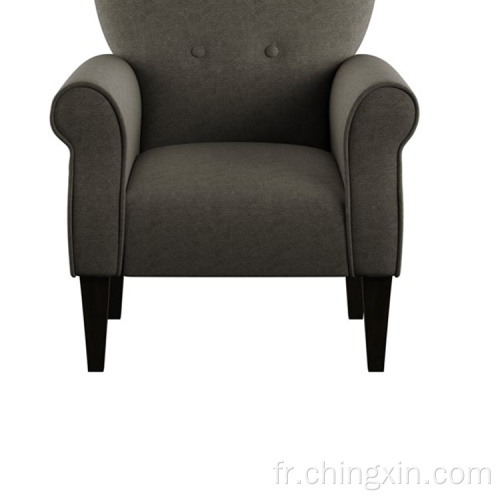 Chaise d'accent armé en tissu brun boutonné de haute qualité